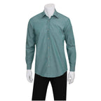 Thumbnail image #1 for Chef Works Chambray SLMCH005-GRM-4XL Men's Dress Shirt, Green Mist, 4XL, 60/40 Cotton/Poly, Roll-Up Long Sleeves