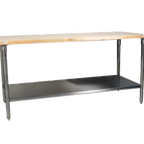 Thumbnail image #1 for Winholt Equipment WTSS3660 Wood Top Work Table, 60"W x 36"D, Stainless Steel Open Undershelf Base, 1-3/4" Maple Top