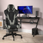 Thumbnail image #2 for Flash Furniture CH-187230-GY-RLB-GG High-Back Bonded Leather Gaming Chair with Casters, Adjustable Arms and Slide-Out Footrest