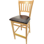 Thumbnail image #1 for Oak Street WB102NT Armless Wood Bar Stool with Vertical Slat Back, Natural Finish, Brass Footrest, Unattached Seat