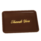 Thumbnail image #1 for Thunder Group PLPT046BR Rectangular Plastic Tip Tray, Brown, “Thank You” Imprint, 4-1/2" x 6-1/2" Case of 24 Dozen