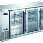 Thumbnail image #1 for SABA SBB-24-72GSS Three-Door Glass Back Bar Cooler, 72-3/4 in W, Stainless Steel Exterior, Self-Contained Side-Mounted Refrigeration