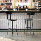 Thumbnail image #2 for Flash Furniture XU-DG-60582B-BLK-GG Armless Restaurant Bar Stool with Black Steel Frame, Wood Back, Beechwood Seat and Footring