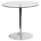 Thumbnail image #1 for Flash Furniture CH-7-GG Round Clear Glass Top Pedestal Table, 31-1/2" Diameter, 29"H, Chrome Base
