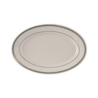 Thumbnail image #1 for Tuxton China Green Bay TGB-026 Ceramic Oval Platter, 8-1/4" x 5-3/4", Wide Rim, Rolled Edge Case of 3 Dozen