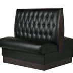 Thumbnail image #1 for ATSMFG ATS AT&S-QAD-W42-BT-BLK MFG Double Restaurant Booth, Black Button-Tufted Upholstery, Dark Walnut Wood Caps, 45-1/2"W x 42"H