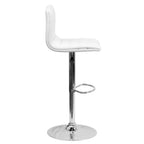 Thumbnail image #2 for Flash Furniture CH-92023-1-WH-GG Adjustable Swivel Bar Stool, Mid-Back, White Vinyl Upholstery, Chrome Pedestal Base