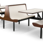 Thumbnail image #1 for JustChair Manufacturing Contour CPLUS-2TU-WS-42 42-Inch Double Wall Booth Table Unit with Laminated Bench Seats, Black Welded Steel Frame