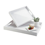 Thumbnail image #1 for Cal-Mil 3475-1-15 Rectangular ABS Plastic Service Tray with Handles, White, 15-7/8"W x 13"D x 2-1/4"H Case of 2