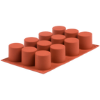 Thumbnail image #1 for JB Prince Silikomart M512 C 12-Cavity Tall Cylinder Silicone Baking Mold, 3 oz Each, Orange