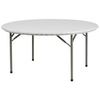 Thumbnail image #1 for Flash Furniture RB-60R-GG 60" Round Folding Table, 29"H, Granite White Plastic Top, Gray Powder-Coated Metal Legs