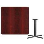 Thumbnail image #2 for Flash Furniture XU-MAHTB-4242-T3333-GG Square Dining Table, 42"W x 42"D, Mahogany Laminate, Black X-Base