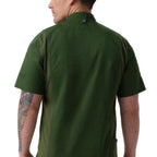 Thumbnail image #2 for Chef Works BCSZ009-MIL-XS Men's Short-Sleeve Chef Coat, Military Green, XS, 65/35 Poly/Cotton Twill