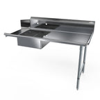 Thumbnail image #1 for NBR Equipment SDT-48R 48" Straight Soiled Dish Table, Right-to-Left, 18-Gauge 304 Stainless Steel, 10"H Backsplash, Galvanized Legs