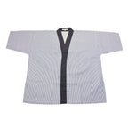 Thumbnail image #1 for Korin Inc UC-112-M Unisex Sushi Chef Coat, Short Sleeve, Blue Pinstripe, Poly/Cotton, Medium