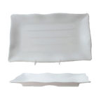 Thumbnail image #1 for Thunder Group Classic 24140WT Melamine Rectangular Plate, White, Wave Edge, 13-1/2 x 9-1/8 in Case of 3 Dozen