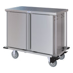 Thumbnail image #1 for Dinex TQ DXPTQC1T2D10 2-Door Stainless Steel Meal Delivery Cart, 2-Compartment, 10-Tray Capacity