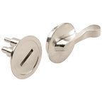 Thumbnail image #1 for AllPoints Foodservice Parts & Supplies 1411153 Commercial Refrigerator Stall Door Knob Set, Inside/Outside, 1" Doors, Chrome-Plated Zinc, ADA