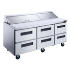 Thumbnail image #1 for Dukers Appliance Co., USA Ltd. DSP72-18-D6 Sandwich/Salad Prep Table, 72 1/2 in W, 6 Drawers, 18 1/6-Size Pans, Bottom-Mount Refrigeration