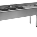 Thumbnail image #5 for Eagle Group 1800 Series BC8C-18R 96-Inch Stainless Steel Underbar Combination Unit with 3 Sinks, 2 Drainboards and Right-Side 24-Inch Ice Bin
