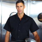 Thumbnail image #1 for Chef Works Utility KCBL-BLK-2XL Chef Shirt, Short Sleeve, Snap Front, Black, Poly/Cotton, 2XL