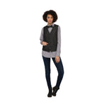 Thumbnail image #1 for Chef Works Augustine VNN01W-BLK-L Women's Black Cotton/Poly Blend Vest, Large, Paisley Lining, Button Front