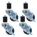Thumbnail image #1 for BK Resources 3SBR-RA-GR-PS4 3" Rubber Stem Casters, 250 lb Capacity Each, Top-Lock Brake, Gray, Set of 4
