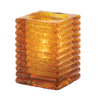 Thumbnail image #1 for Hollowick/Steelite 1511AJ Square Glass Liquid Wax Candle Holder, Amber Jewel, 4-1/8"H x 2-7/8"W