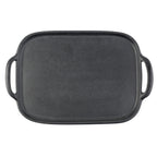 Thumbnail image #1 for TableCraft Products 10048 Rectangular Melamine Serving Tray with Handles, Faux Cast Iron, Black, 20-3/8 x 13-1/4 x 1-1/2 in. Case of 3