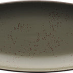 Thumbnail image #1 for International Tableware Splash™ SH-14-GS ™ Stoneware Platter, 13-3/4" x 7-3/8", Organic Rectangle, Green Smoke Reactive Glaze 1 Dozen