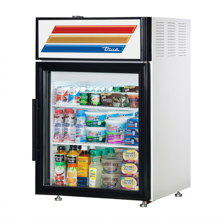 Product image #2 for True Countertop Glass Door Merchandiser Refrigerator, 1 Door, 2 Shelves, Black Exterior