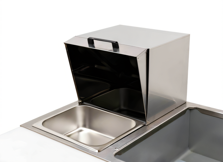 Product image #2 for Solid Stainless Steel Roll-Top Steam Table Food Pan Cover with Handle