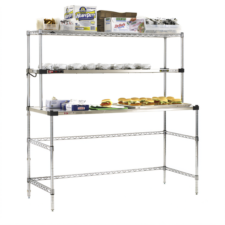 Product image #2 for Metro Super Erecta Hot 60-Inch x 24-Inch Heated Shelf Workstation with Open Base and Overhead Wire Shelf