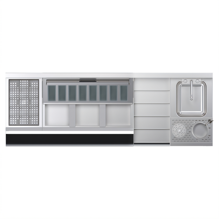 Product image #2 for Krowne Zero-Step 68-Inch Underbar Beverage Workstation with Center Ice Bin, 10-Circuit Cold Plate, Dump Sink, and Speedrail