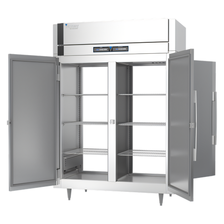 Product image #2 for Victory UltraSpec Dual Temp Pass-Thru Warmer/Refrigerator Cabinet, 2-Section, Self-Contained, Stainless Steel