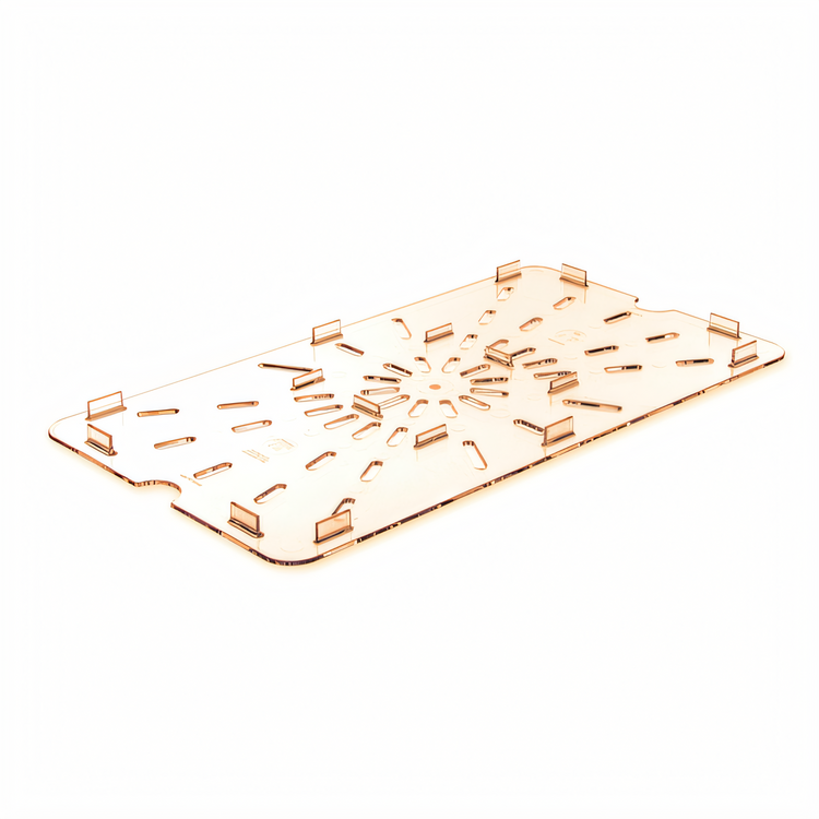 Product image #2 for StorPlus High Heat Full-Size Amber Footed Notched Drain Shelf for 1/1 Food Pans