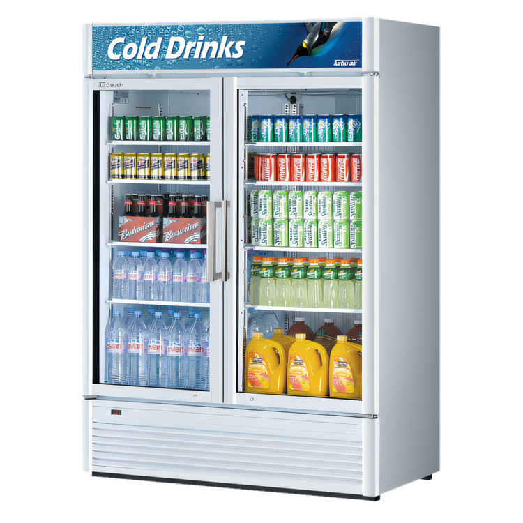 Product image #1 for Turbo Air Super Deluxe 2-Section Glass Door Merchandiser Refrigerator, 41.71 Cu. Ft., Self-Contained Bottom Mount, R290