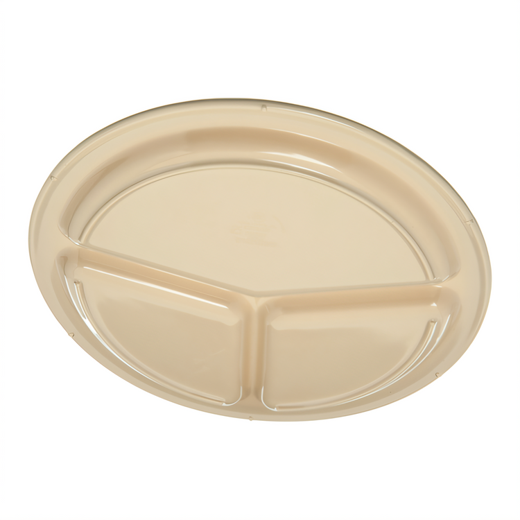 Product image #2 for Kingline 10-Inch Round 3-Compartment Melamine Plate, Tan