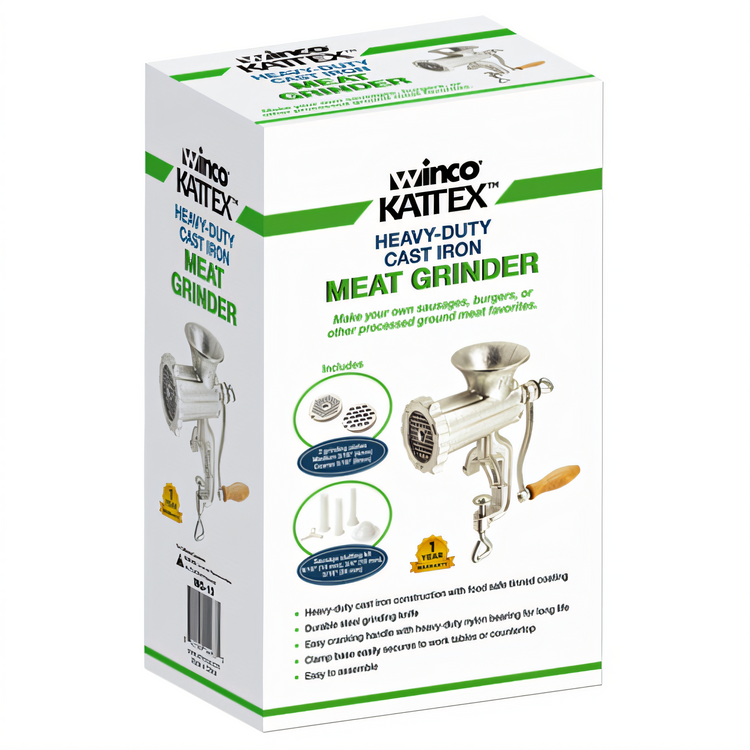 Product image #2 for Kattex Heavy-Duty Cast Iron Manual Meat Grinder, #10 Hub, Clamp Base