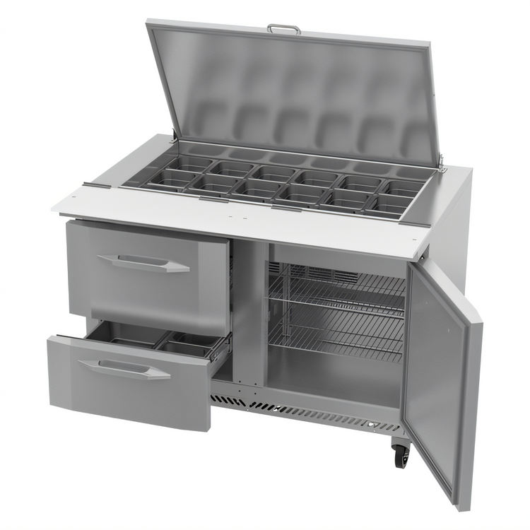 Product image #2 for Victory UltraSpec™ VSPD48HC-18B-2 48" Two-Section Sandwich Prep Refrigerator with Drawers and 18 Pan Capacity