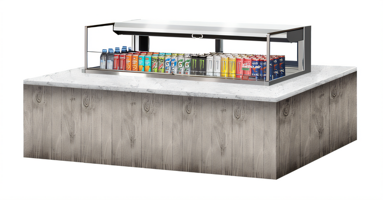 Product image #2 for Turbo Air 60-Inch Low Profile Drop-In Horizontal Open Refrigerated Display Case, 8 Cu. Ft., Stainless Steel