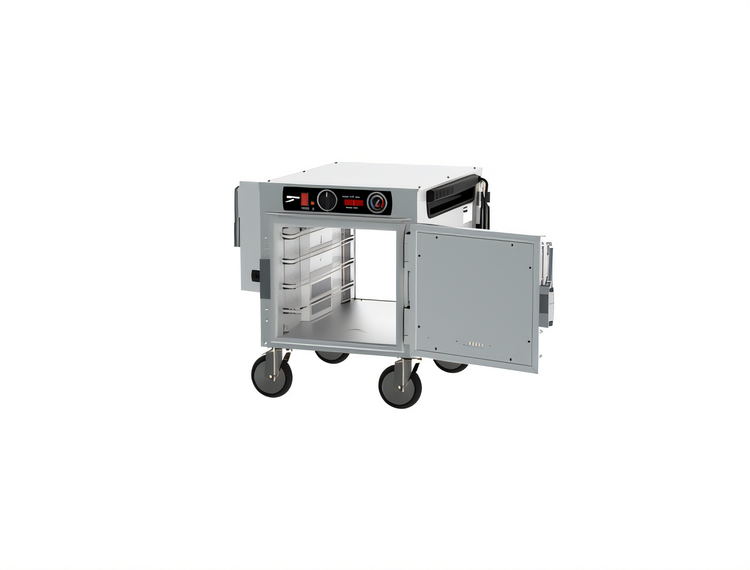 Product image #2 for Metro HotBlox Narrow 4-Pan Pass-Thru Undercounter Insulated Holding Cabinet with Solid Doors and Analog Controls