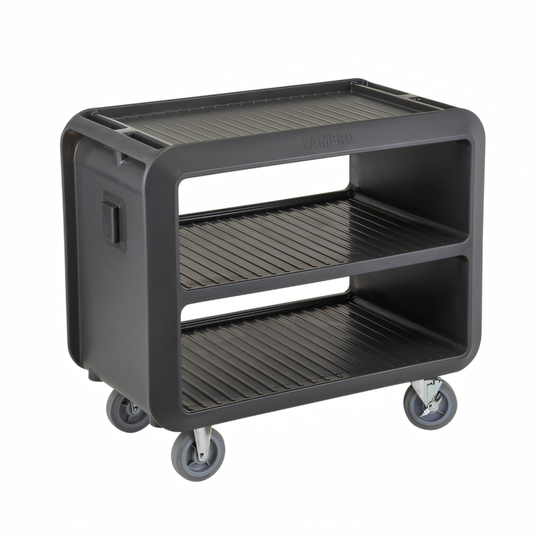 Product image #2 for Cambro Service Cart Pro Large Open-Side Bus Cart, Charcoal Gray, 3-Shelf