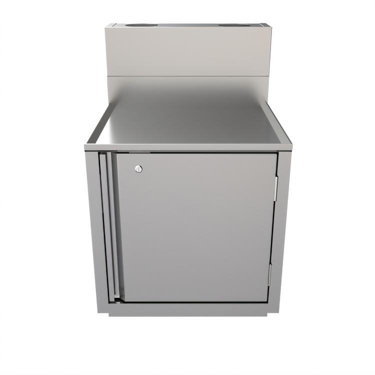 Product image #2 for BK Resources Top Shelf Stainless Steel Underbar Cabinet, 24 x 21 Inch, Flat Top, Raised Edge, Hinged Lock Door