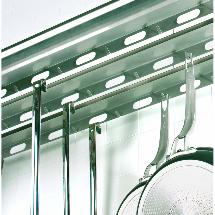 Product image #2 for Matfer Bourgeat Wall-Mounted Slotted Stainless Steel Utensil Overshelf, 31-1/2 x 16 Inches