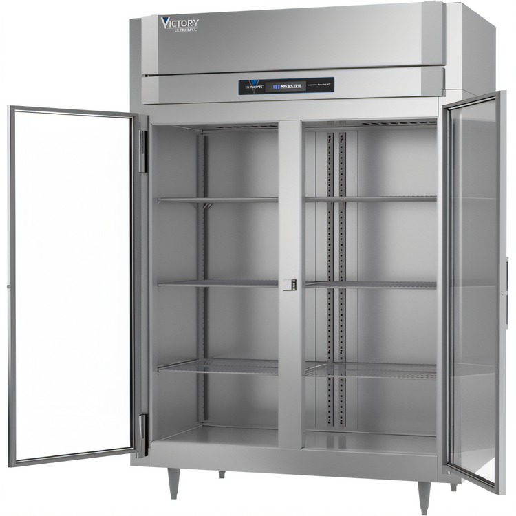 Product image #2 for Victory UltraSpec™ V-Core™ 2-Section Reach-In Glass Door Freezer, 52 Cu. Ft., Self-Contained, Standard Depth