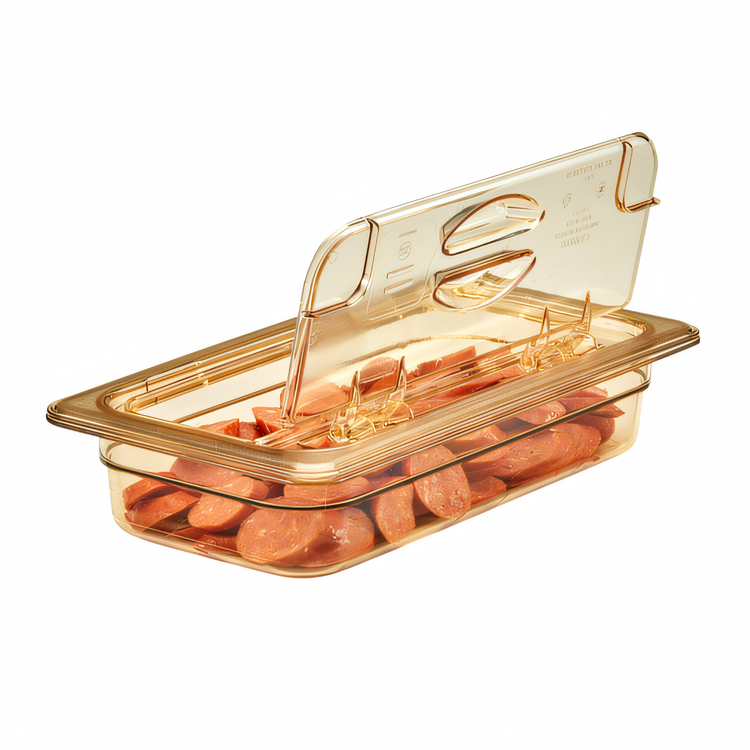 Product image #2 for Cambro High Heat 1/3 Size Amber Hinged FlipLid Food Pan Cover
