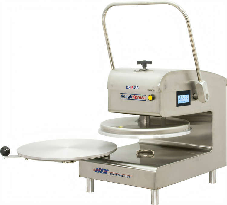Product image #2 for DoughXpress DXM-SS-120 Commercial Manual Pizza Dough Press with Heated Upper Platen, 18" Diameter