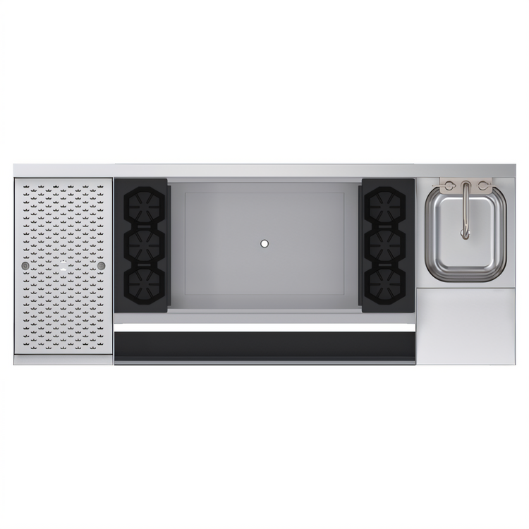 Product image #2 for Krowne Royal Series 60-Inch Recessed Drainboard Underbar Ice Bin/Cocktail Station with 12-Inch Blender Station and 10-Circuit Cold Plate