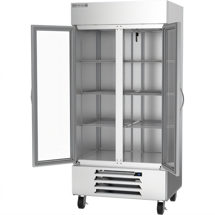 Product image #2 for Beverage-Air Horizon Series Two-Section Reach-In Freezer with Dual Glass Display Doors, 35.08 Cu. Ft., Bottom-Mounted Self-Contained Refrigeration